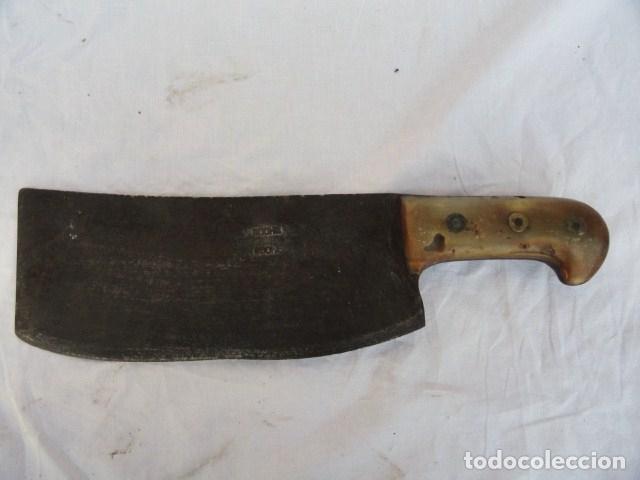 Antig&uuml;edades: PU&Ntilde;AL MACHETE DE HIERRO CON MARCA ROCHE Y MANGO DE ASTA. - Foto 1