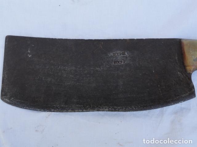 Antig&uuml;edades: PU&Ntilde;AL MACHETE DE HIERRO CON MARCA ROCHE Y MANGO DE ASTA. - Foto 4