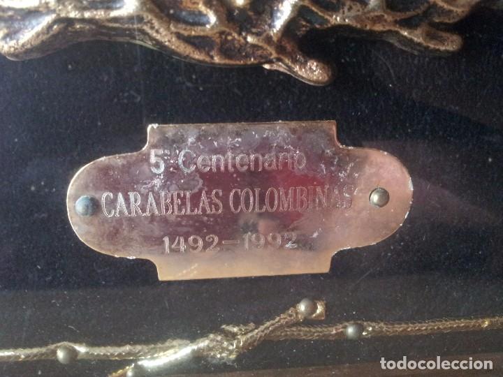 Antigüedades: CUADRO MARINERO CARABELAS DORADAS - 5 CENTENARIO CARABELAS COLOMBIANAS 1492-1992 - Foto 5 - 99944835