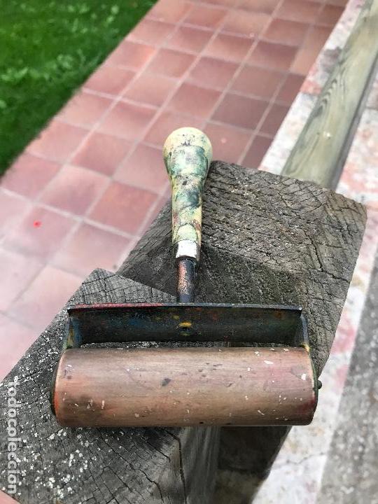 Antig&uuml;edades: Imprenta, rodillo de madera - Foto 2