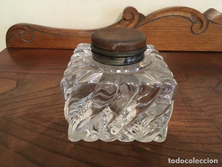 Antig&uuml;edades: Tintero cristal macizo s. XIX. - Foto 1