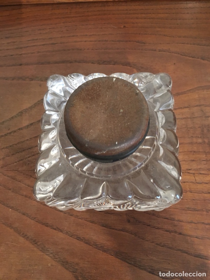 Antig&uuml;edades: Tintero cristal macizo s. XIX. - Foto 2