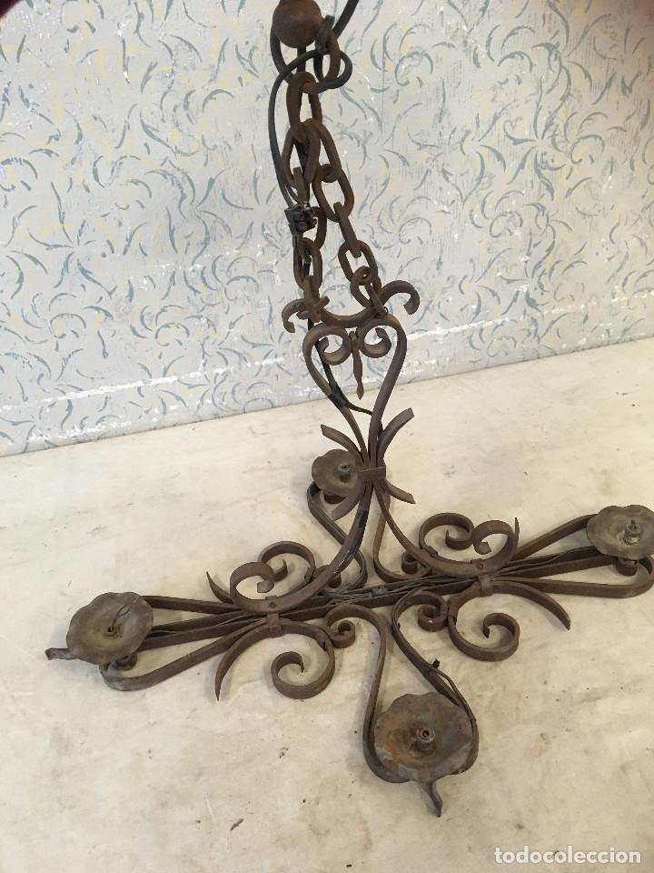 Antig&uuml;edades: LAMPARA EN HIERRO CON CABLEADO. PRECIOSA - Foto 3
