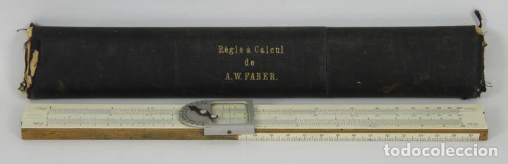 Antiquit&auml;ten: REGLA DE CALCULO A.W. FABER. MILIMETRADA. EN MADERA Y VINILO. ALEMANIA. SIGLO XIX-XX.