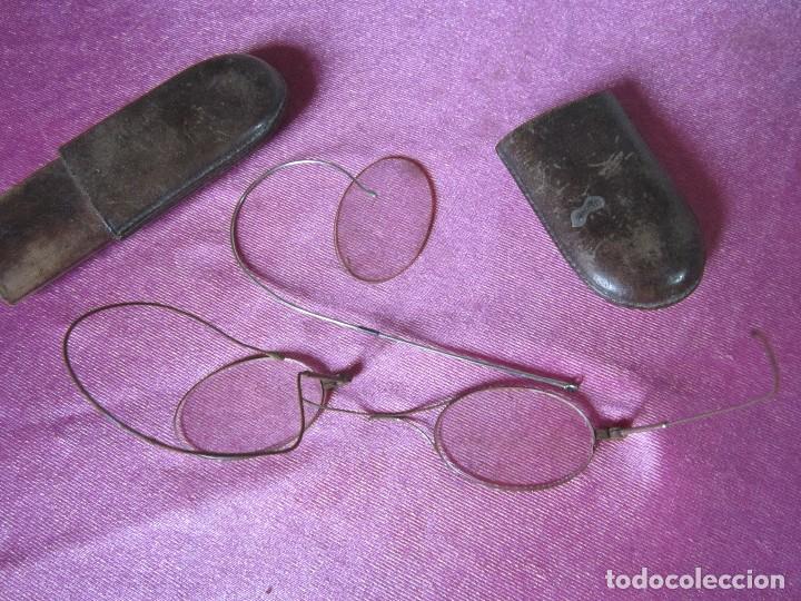 Antig&uuml;edades: GAFAS MUY ANTIGUAS CON ESTUCHE DE PIEL E2 - Foto 2
