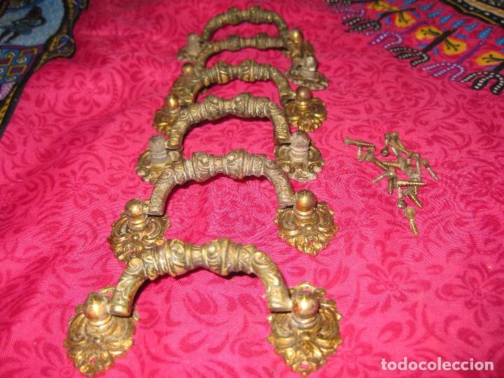 Antig&uuml;edades: 6 TIRADORES LAT&Oacute;N O BRONCE. - Foto 1