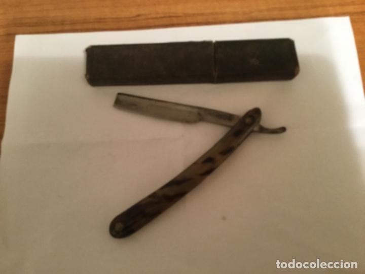 Antig&uuml;edades: Navaja afeitar, con marca, mango de n&aacute;car - Foto 2