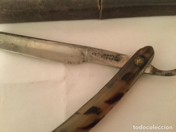 Antig&uuml;edades: Navaja afeitar, con marca, mango de n&aacute;car - Foto 3