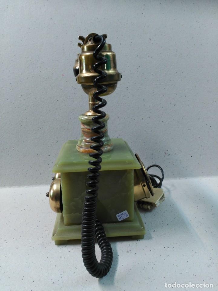 Tel&eacute;fonos: TELEFONO DE SOBREMESA EN MARMOL VERDE Y BRONCE - Foto 5