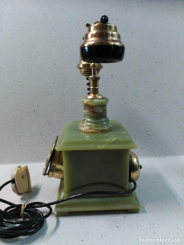 Tel&eacute;fonos: TELEFONO DE SOBREMESA EN MARMOL VERDE Y BRONCE - Foto 8