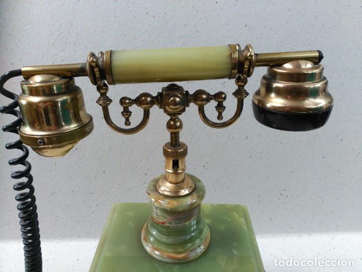 Tel&eacute;fonos: TELEFONO DE SOBREMESA EN MARMOL VERDE Y BRONCE - Foto 9