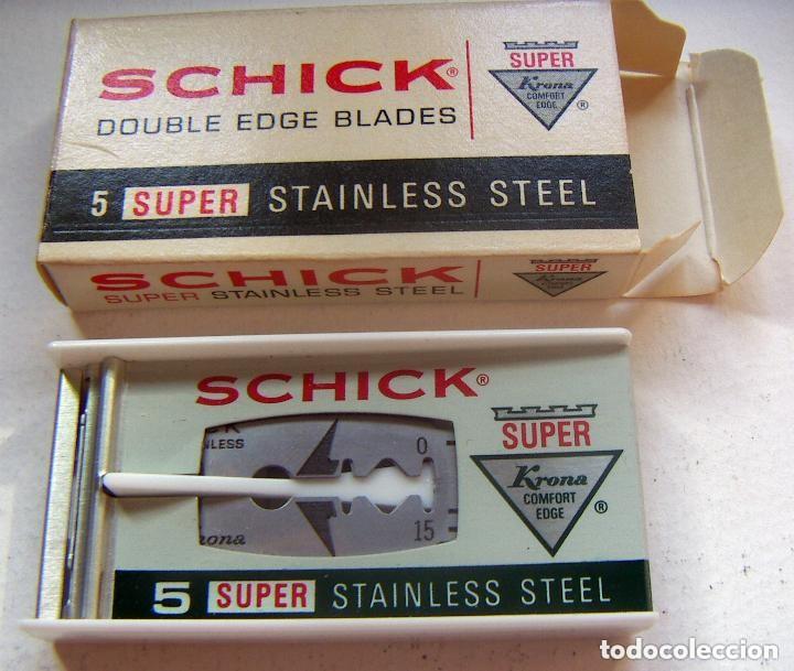 Antig&uuml;edades: CAJA CON 5 HOJAS DE AFEITAR DE LA MARCA SCHICK - NUEVAS - Foto 2