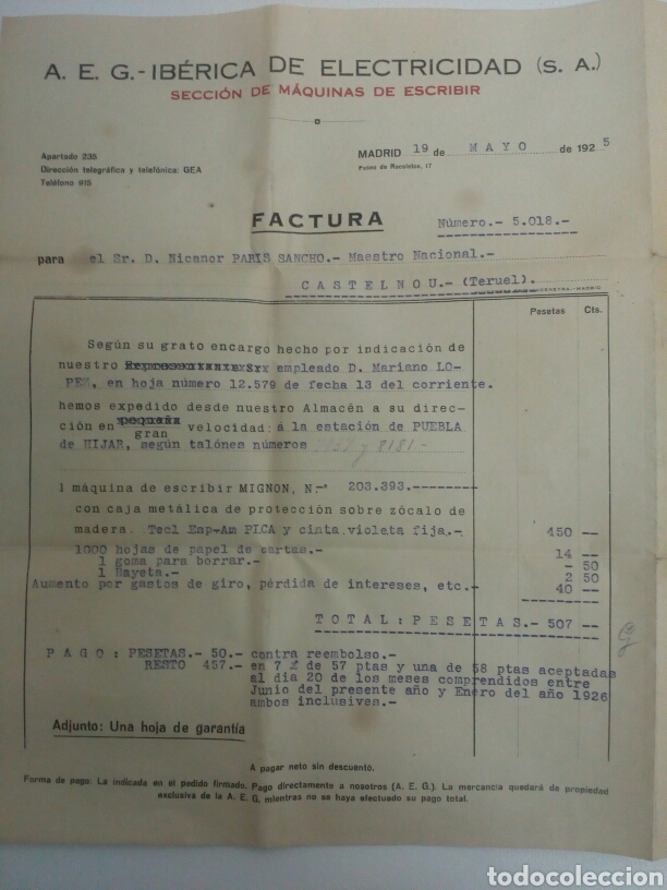 Antig&uuml;edades: MAQUINA DE ESCRIBIR MIGNON 4 DE 1925 - Foto 2