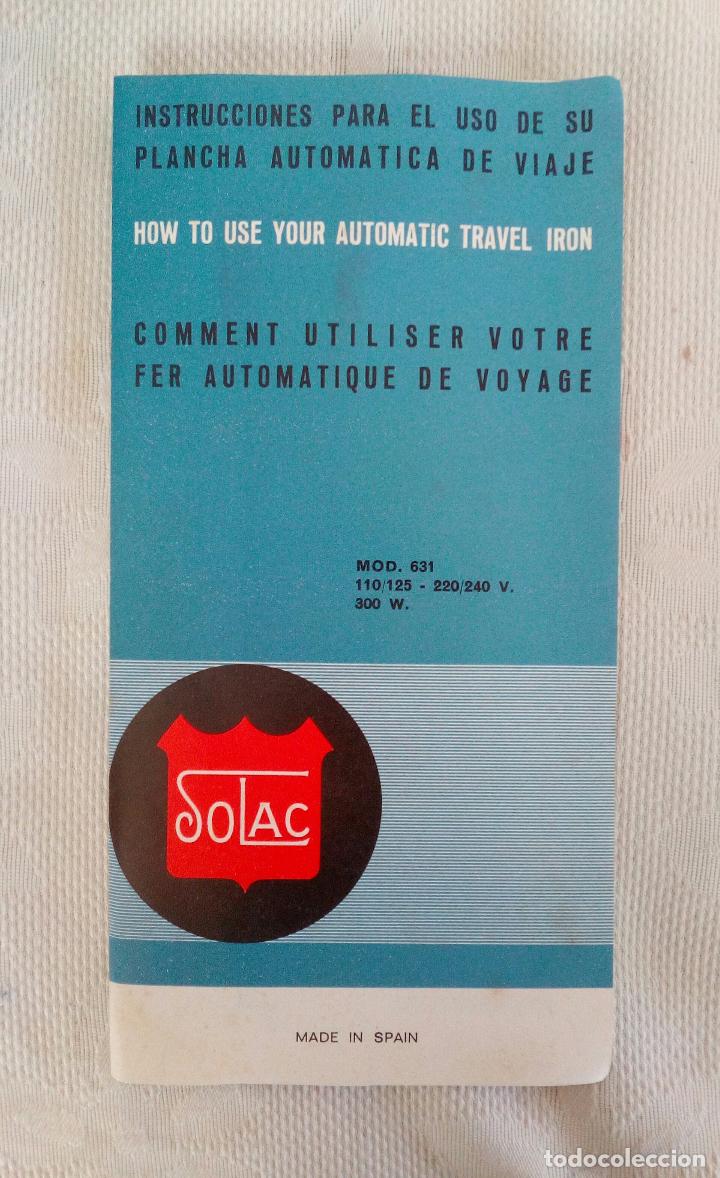 Antig&uuml;edades: PLANCHA AUTOM&Aacute;TICA DE VIAJE SOLAC Mod. 631. - Foto 6