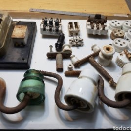 Lote componentes eléctricos antiguos de porcelana