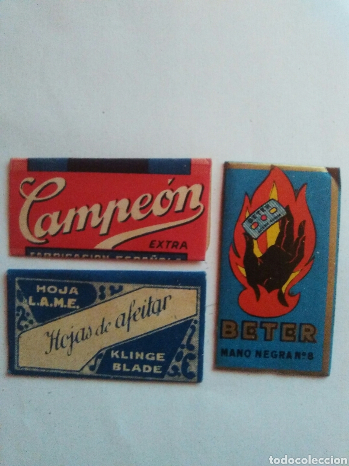 Antig&uuml;edades: CAMPEON, BETER Y L.A.M.E - 3 HOJAS DE AFEITAR. - Foto 1