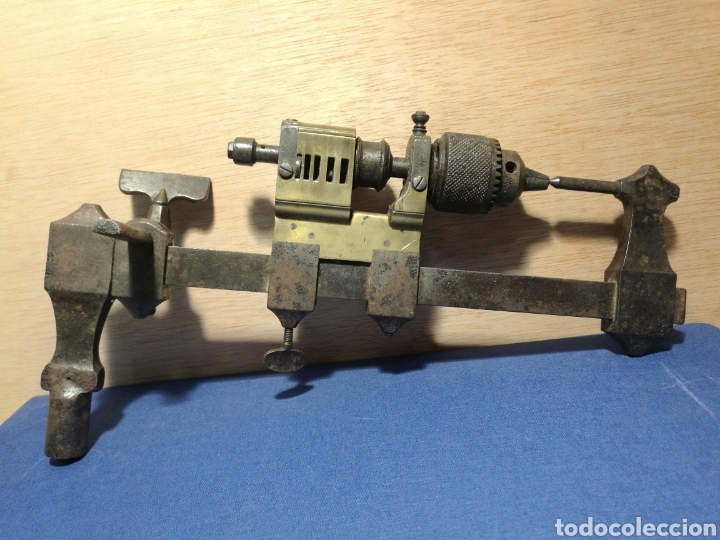 Antig&uuml;edades: Antiguo torno de relojero en acero y bronce. - Foto 2