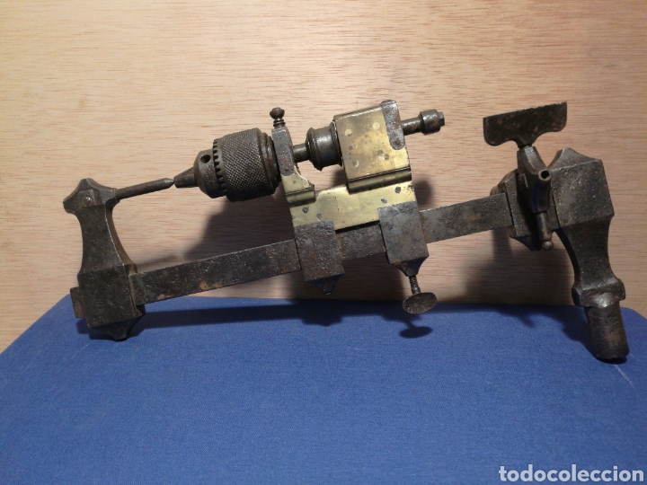 Antig&uuml;edades: Antiguo torno de relojero en acero y bronce. - Foto 3