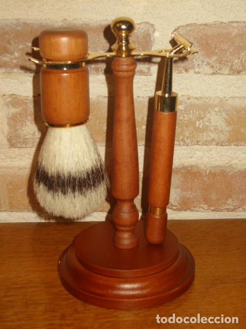 Antig&uuml;edades: SET DE AFEITADO EN MADERA. - Foto 2