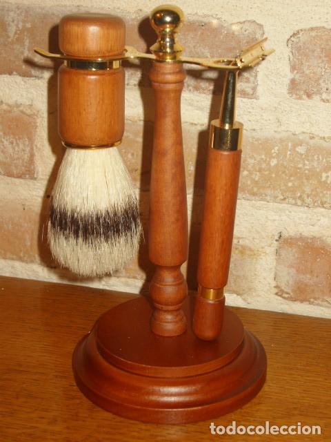 Antig&uuml;edades: SET DE AFEITADO EN MADERA. - Foto 3