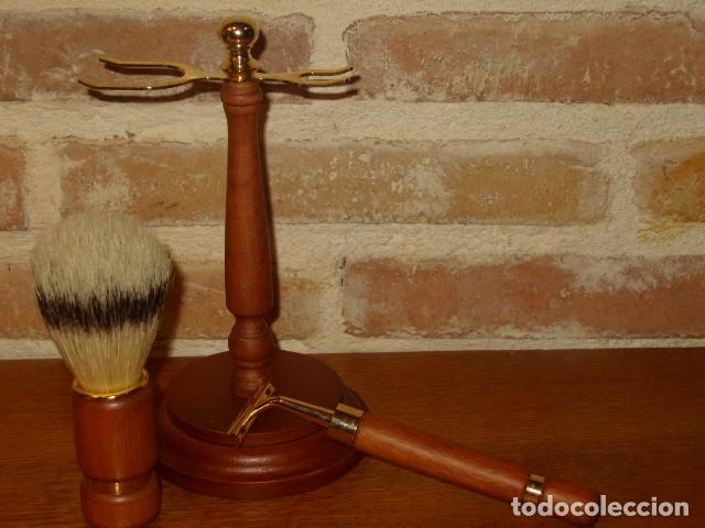 Antig&uuml;edades: SET DE AFEITADO EN MADERA. - Foto 4