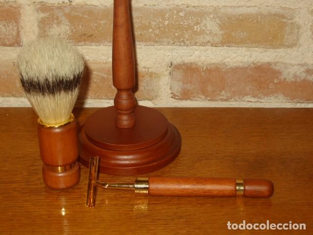 Antig&uuml;edades: SET DE AFEITADO EN MADERA. - Foto 5
