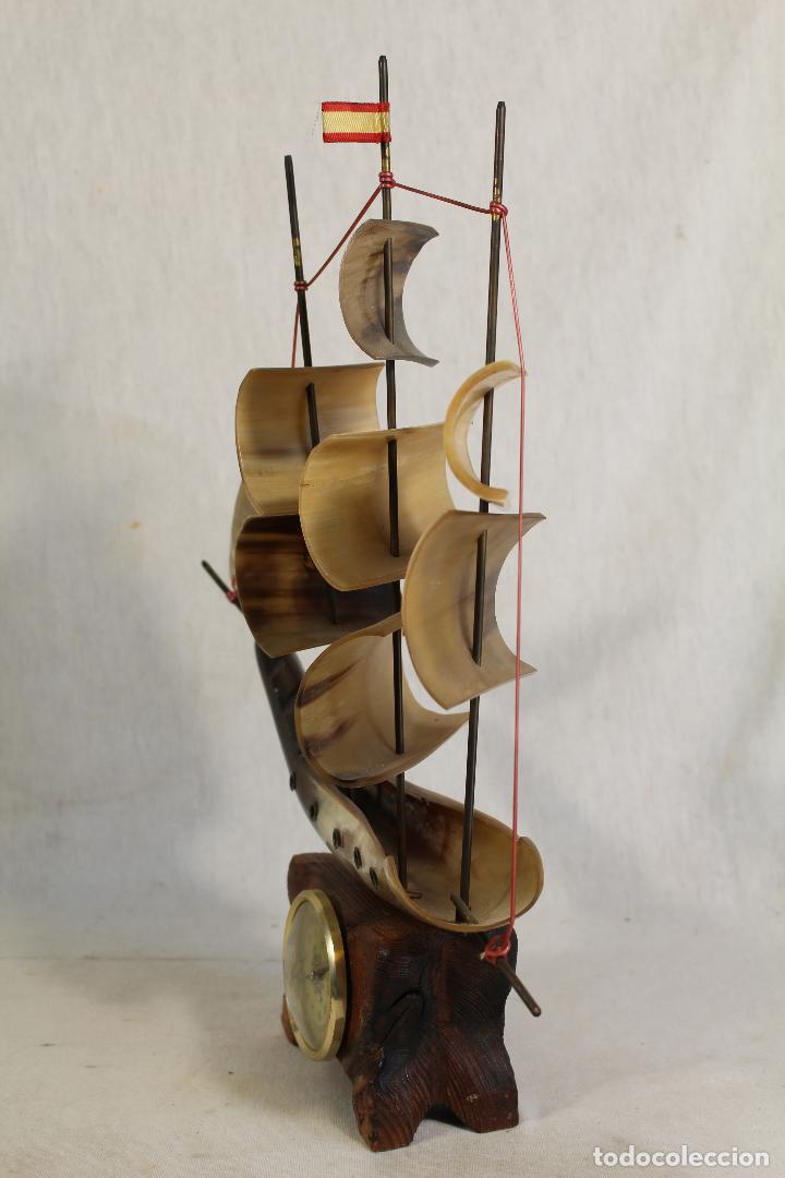 Antig&uuml;edades: barco en asta de toro - reloj quartz - Foto 2