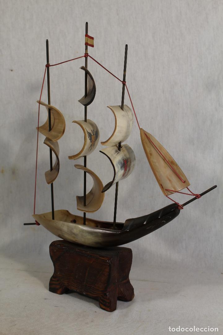 Antig&uuml;edades: barco en asta de toro - reloj quartz - Foto 3