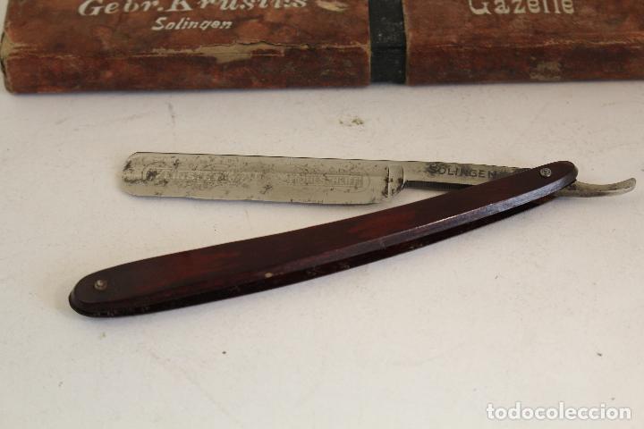 Antig&uuml;edades: navaja de afeitar solingen cachas de madera - Foto 1