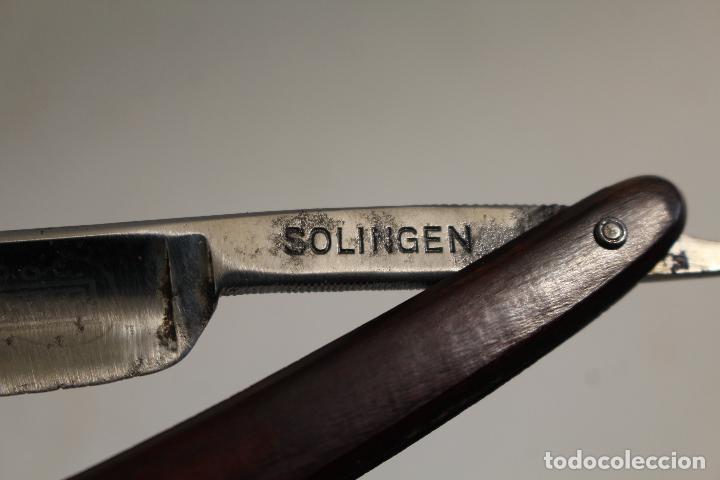 Antig&uuml;edades: navaja de afeitar solingen cachas de madera - Foto 3