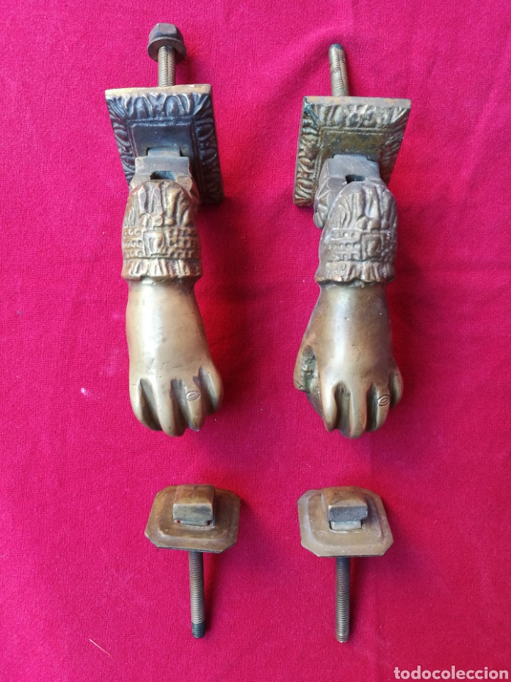 Antig&uuml;edades: JUEGO DE ALDABAS DE BRONCE PARA PORT&Oacute;N - Foto 1