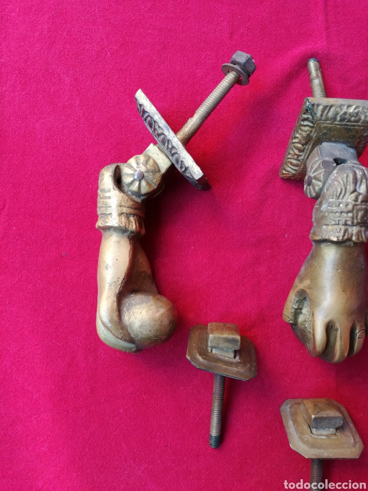 Antig&uuml;edades: JUEGO DE ALDABAS DE BRONCE PARA PORT&Oacute;N - Foto 2