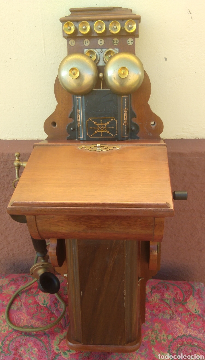 Tel&eacute;fonos: Antiguo Telefono de Pared en madera - Foto 2