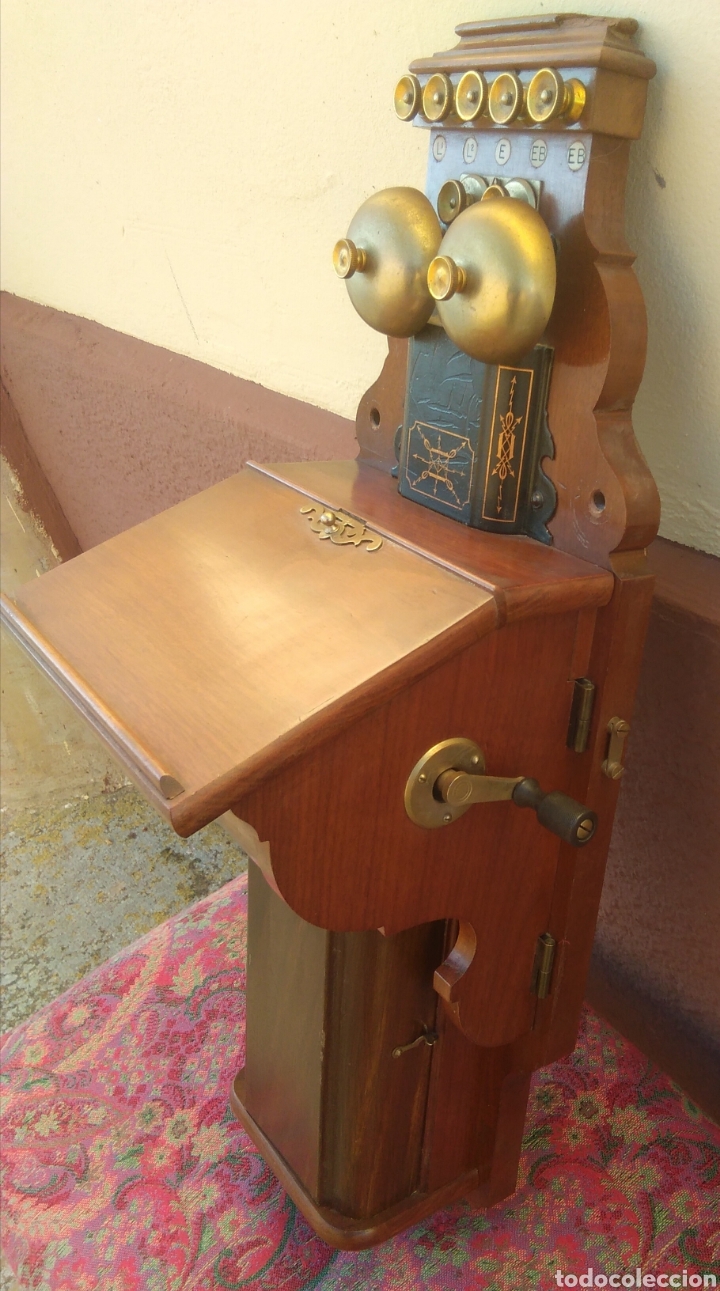 Tel&eacute;fonos: Antiguo Telefono de Pared en madera - Foto 3