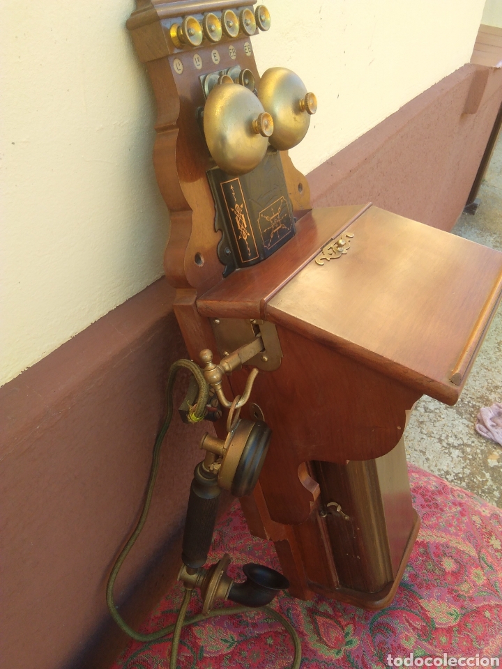 Tel&eacute;fonos: Antiguo Telefono de Pared en madera - Foto 4