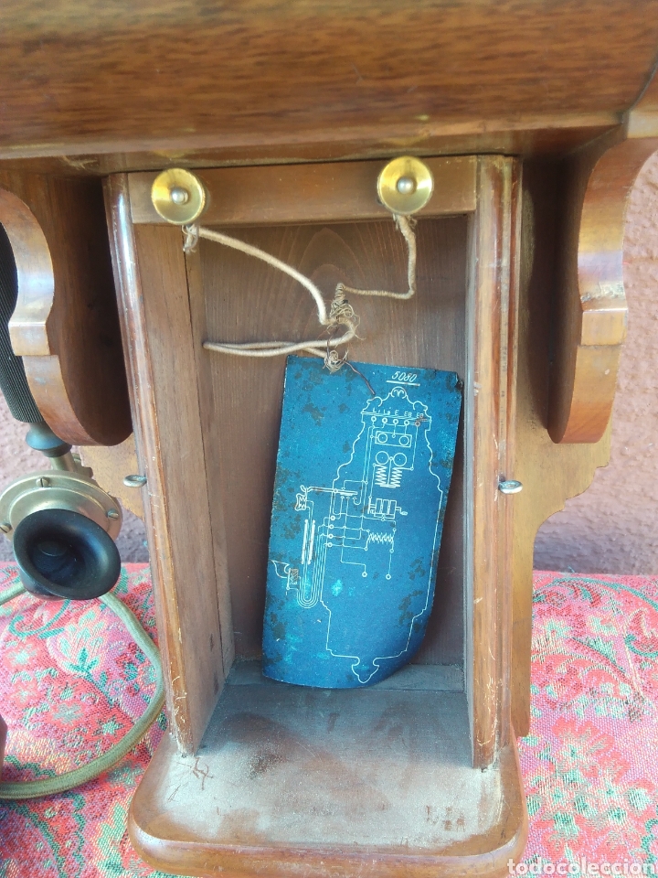 Tel&eacute;fonos: Antiguo Telefono de Pared en madera - Foto 5