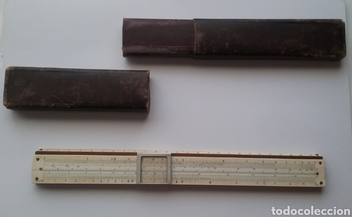 Antig&uuml;edades: Antigua regla calculo con caja. - Foto 1