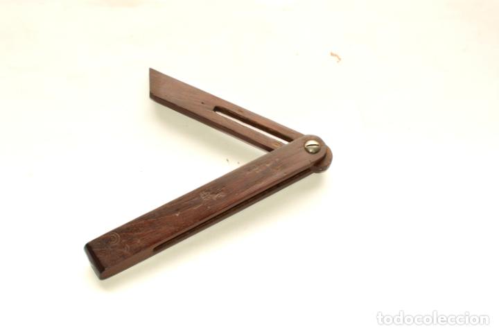 Antig&uuml;edades: FALSA ESCUADRA DE MADERA DE 20 CM DE LARGO CERRADA - Foto 2