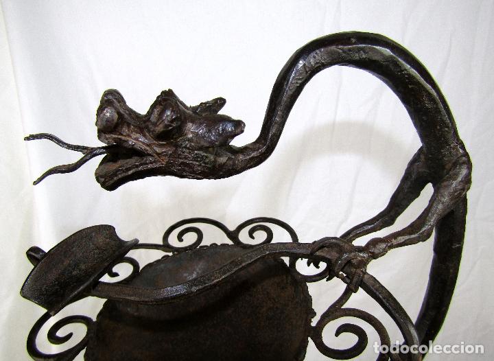 utensilios de chimenea en forja con dragones - Compra venta en todocoleccion