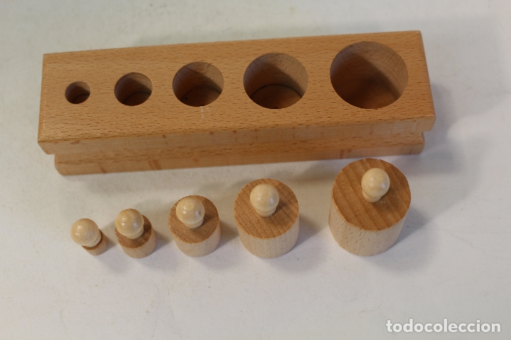 Antig&uuml;edades: juego de ponderales pesas de madera - Foto 3