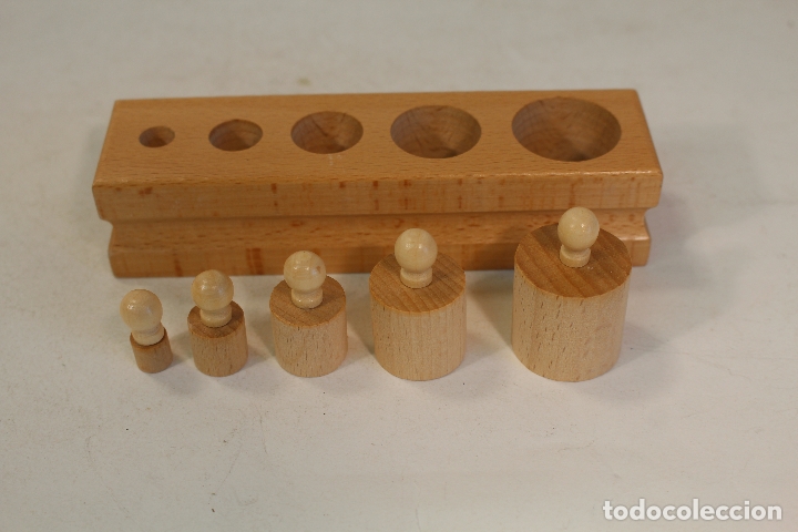 Antig&uuml;edades: juego de ponderales pesas de madera - Foto 1