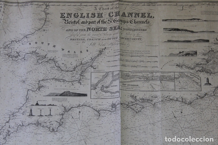 Antigüedades: A CHART OF THE ENGLISH CHANEL BRISTOL AND PART OF THE ST.GEORGES CHANNELS & OF THE NORTH SEA.1848 - Foto 5 - 171116325