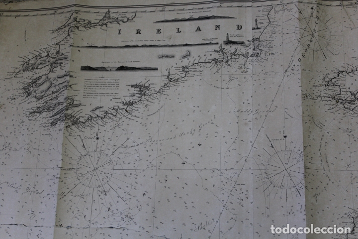 Antigüedades: A CHART OF THE ENGLISH CHANEL BRISTOL AND PART OF THE ST.GEORGES CHANNELS & OF THE NORTH SEA.1848 - Foto 7 - 171116325