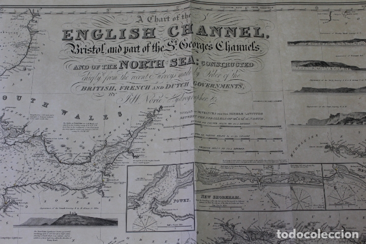 Antigüedades: A CHART OF THE ENGLISH CHANEL BRISTOL AND PART OF THE ST.GEORGES CHANNELS & OF THE NORTH SEA.1848 - Foto 8 - 171116325