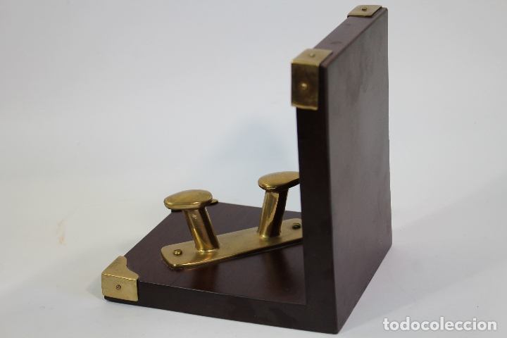 Antig&uuml;edades: sujetalibros con amarre de barco en bronce - Foto 3