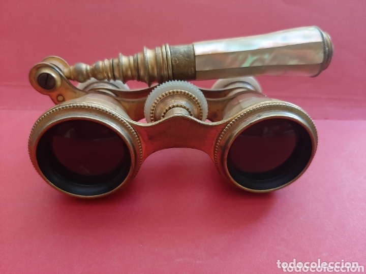 Antig&uuml;edades: BINOCULAR ANTIGUO DE NACAR Y BRONCE - Foto 2