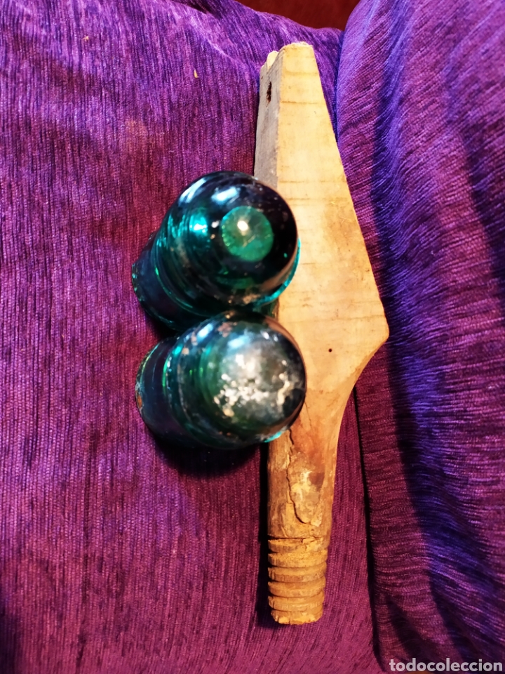 Antig&uuml;edades: DOS ANTIGUAS JICARAS CON POSTE ROSCA DE MADERA, DIF&Iacute;CILES, VER - Foto 5