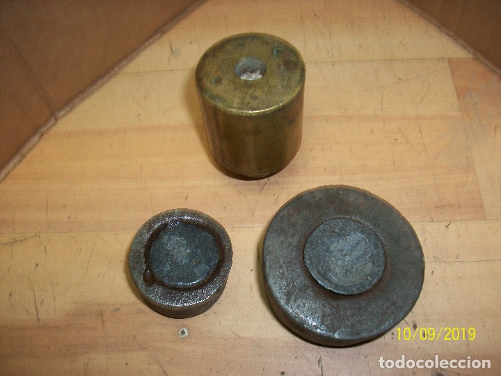 Antig&uuml;edades: LOTE DE 3 PESAS - Foto 2