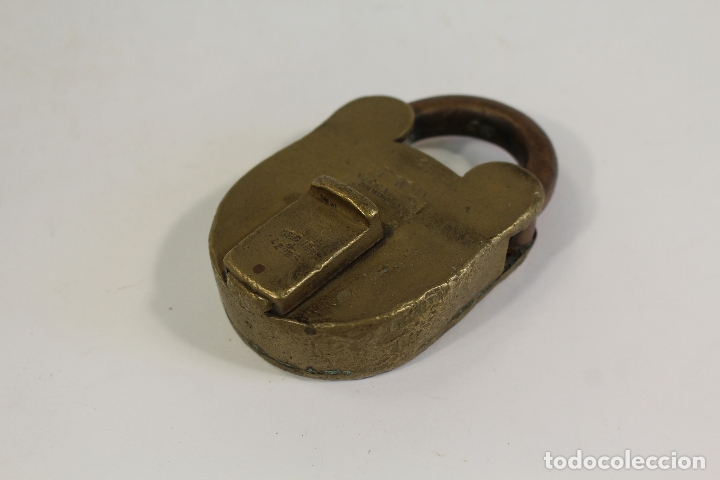 Antig&uuml;edades: candado de bronce antiguo pwd - Foto 4