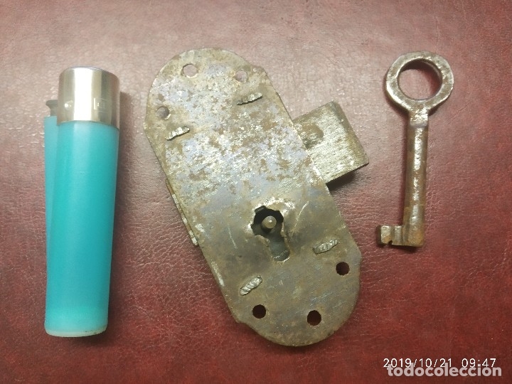 Antig&uuml;edades: ANTIGUA CERRADURA CON LLAVE, FUNCIONA. - Foto 3